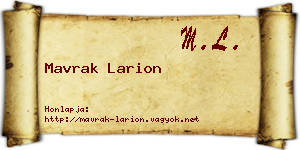Mavrak Larion névjegykártya